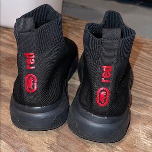 Red Kids Black Sneakers with Red Logo